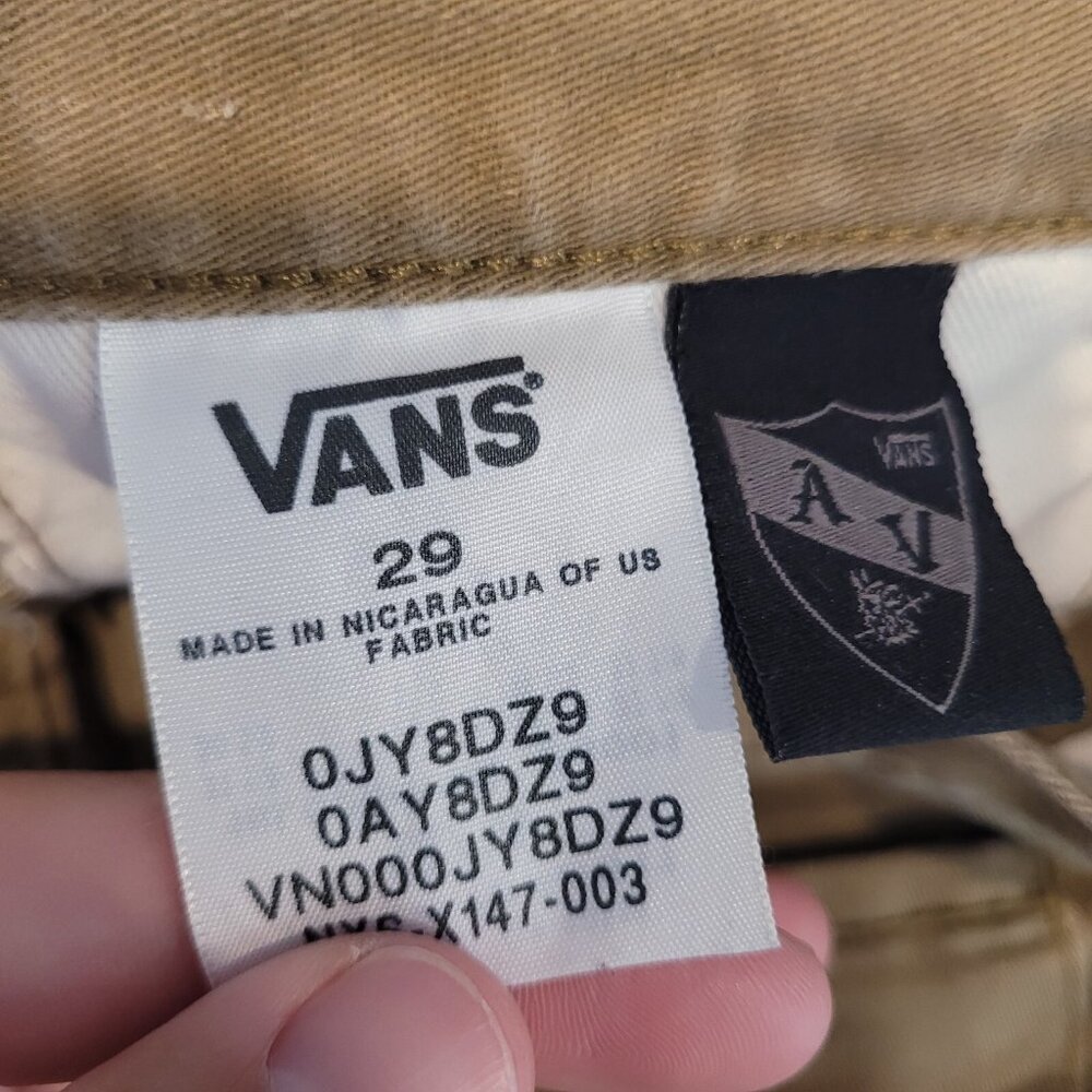 Vans Cut Off Shorts Mens 29 30x11 Khaki Flat Front Chino Skater Punk - Picture 5 of 9
